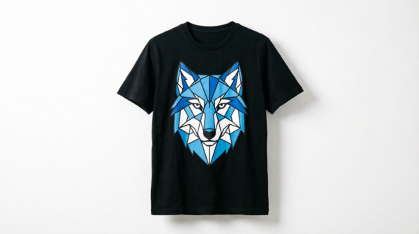 Blue Geometric Wolf T-Shirt